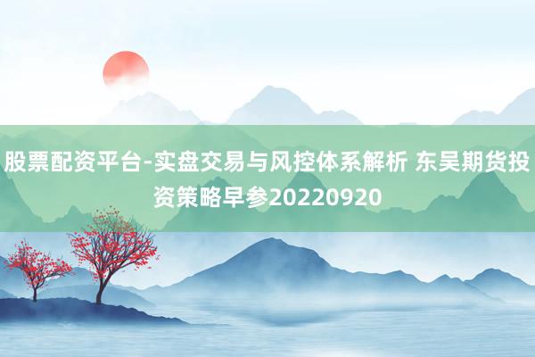 股票配资平台-实盘交易与风控体系解析 东吴期货投资策略早参20220920